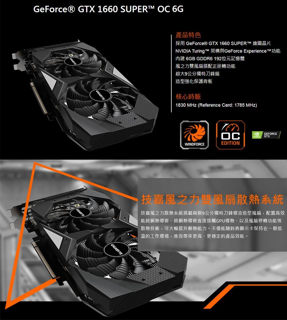 技嘉】GeForce GTX 1660 SUPER OC 6G 顯示卡- PChome 24h購物