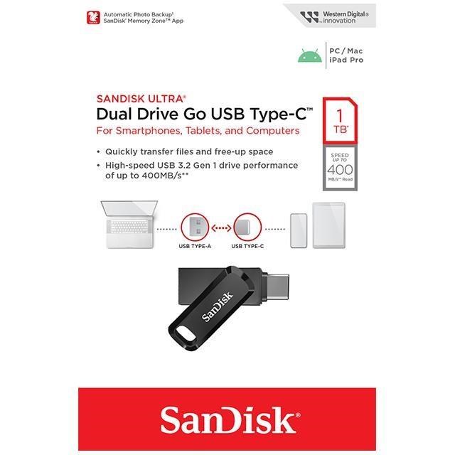 SanDisk 晟碟 1TB 黑 Ultra GO TYPE-C SDDDC3-1T00 OTG USB 雙用隨身碟