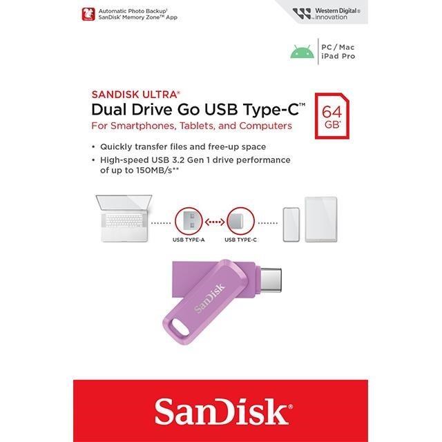 SanDisk 晟碟 64GB 64G Ultra GO TYPE-C SDDDC3 湛紫 USB 雙用隨身碟