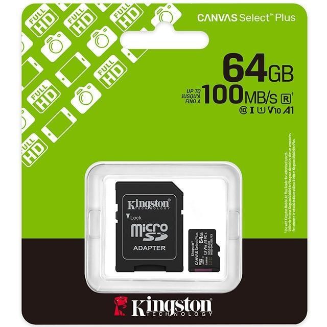 Kingston 金士頓 64G 64GB Canvas Select Plus microSD SDCS3/64GB 100MB/s U A1 V10 記憶卡