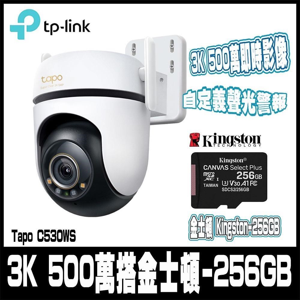 Tapo C530WS 500萬畫素 AI智慧追蹤戶外無線網路攝影機 含金士頓256GB