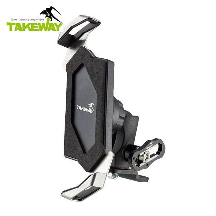TAKEWAY 黑隼Z防盜後照鏡版重機車手機座LA3-PH05摩托車手機架(旋轉耐震夾臂)