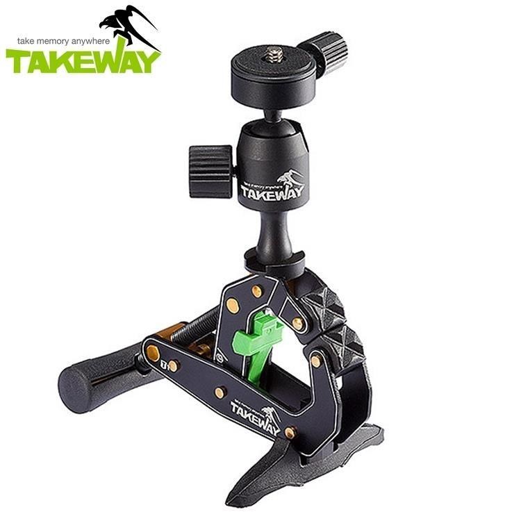TAKEWAY 台灣製航太鋁合金鉗腳架T1-E(單機版)鉗式腳架 適無反運動相機