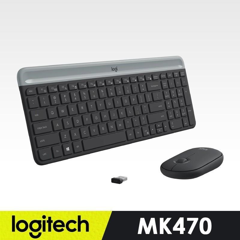 Logitech 羅技 【南紡購物中心】 MK470 超薄無線鍵鼠組 - 石墨灰