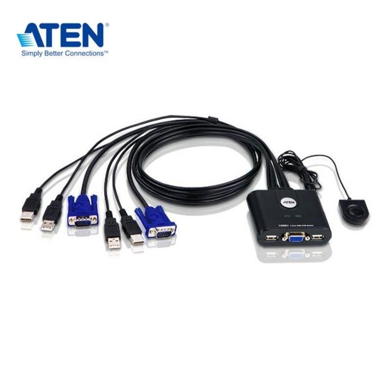 ATEN 宏正 CS22U 2埠USB VGA帶線式KVM多電腦切換器(外接式切換按鍵)