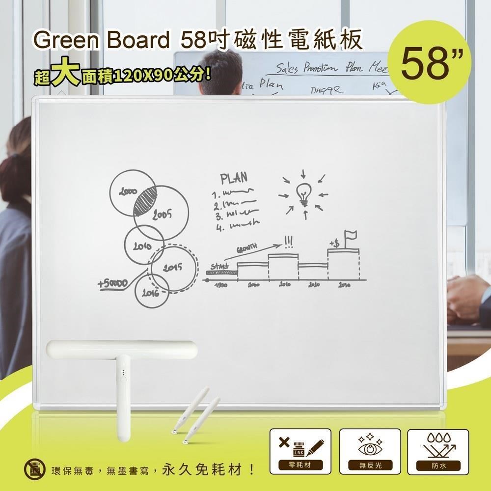 GREEN BOARD 【Green Board】58吋磁性電紙板 極淨無塵白板  局部清除電子白板