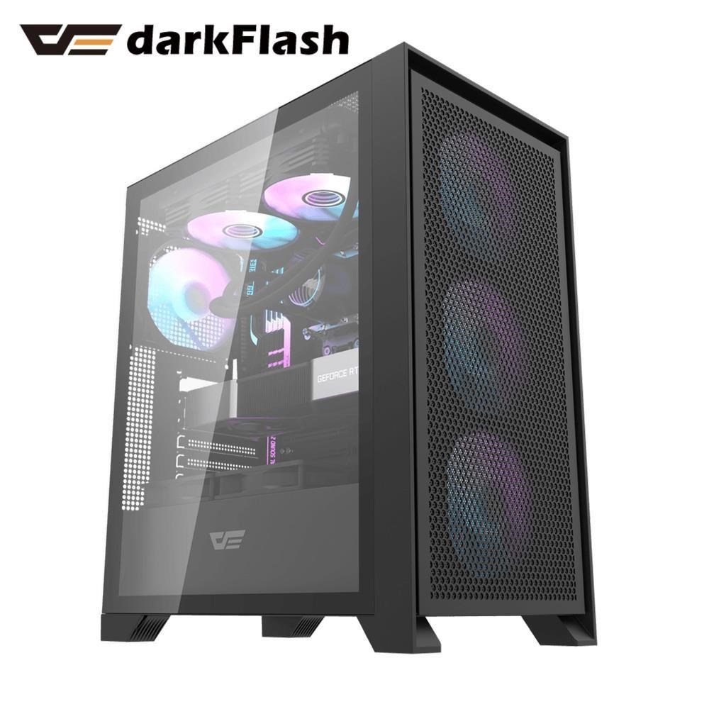 darkFlash 大飛 DRX70 MESH【ATX】機殼 黑色(顯卡長35/CPU高18/玻璃透側/預置4風扇)