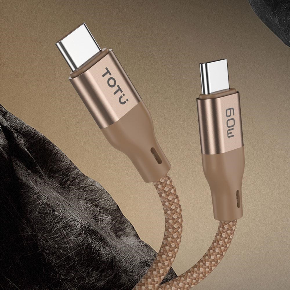 TOTU Type-C TO Type-C PD 1M 充電傳輸編織線 QC4.0 金彩系列