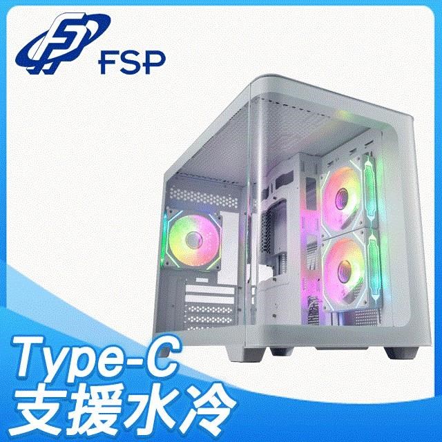 FSP 全漢 S380-WA 全景玻璃透側M-ATX機殼《白》(卡44.5/U高16)