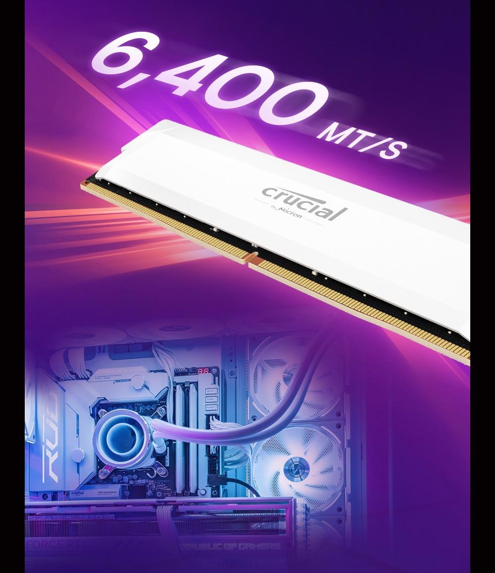 Micron 美光Crucial PRO DDR5-6400 32G(16G*2)CL38 桌上型記憶體《白