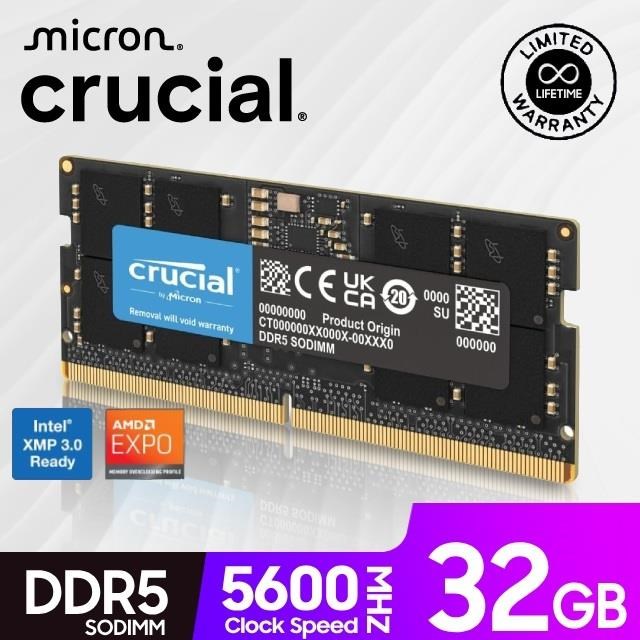 Micron 美光Crucial DDR5 5600 16G 16GB 筆記型記憶體- PChome 24h購物