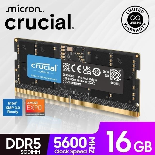 Micron 美光Crucial DDR5 5600 16G 16GB 筆記型記憶體- PChome 24h購物