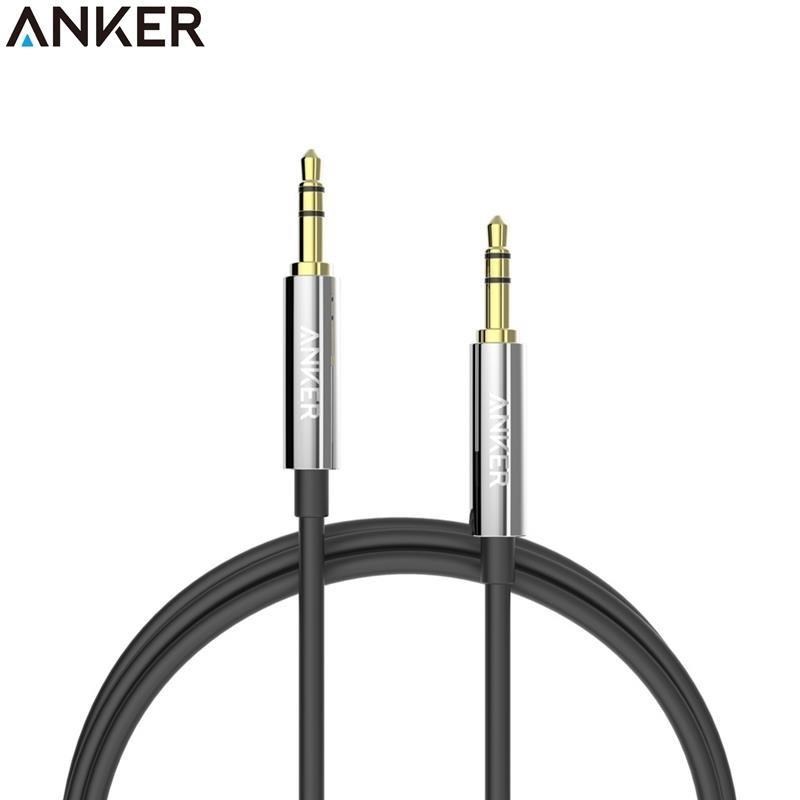 Anker 【南紡購物中心】 美國黑色Premium 3.5mm耳機孔AUX-IN音源線A7123011(長1.2米即120公分)適Apple蘋果iPhone iPod iPad 8 7 6 + 5 4 3 2 Sony索尼Walkman創見Zune和各式MP3 MP4