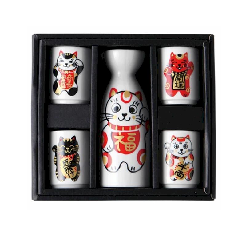 日本美濃燒】西庵窯福樂招財貓酒器揃燒酒杯禮盒- PChome 24h購物