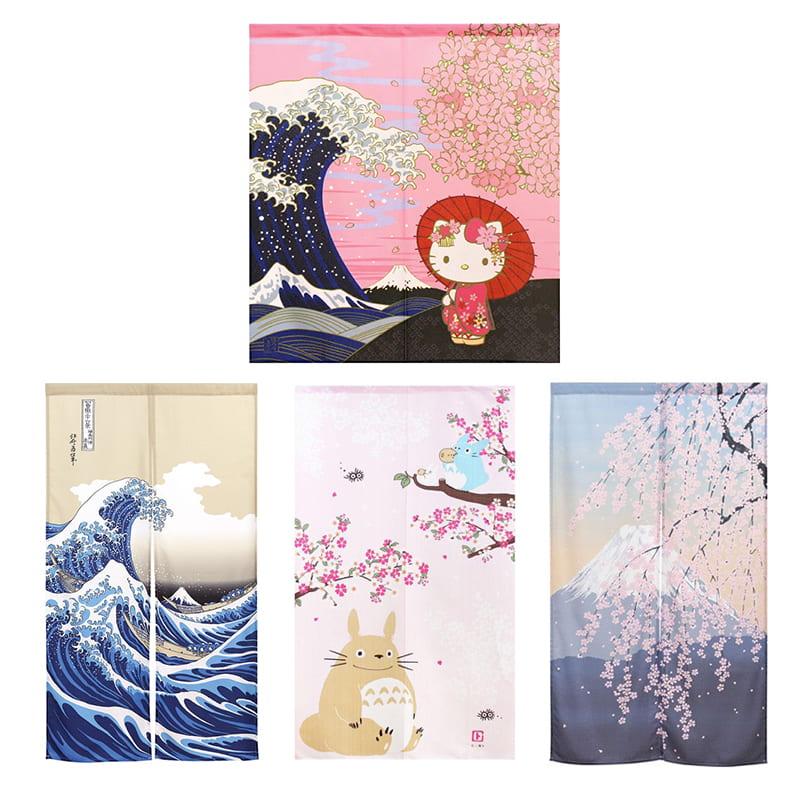 【日本雜貨 】 日本 浮世繪 神奈川海波浪 Hello Kitty 凱蒂貓 櫻花門簾
