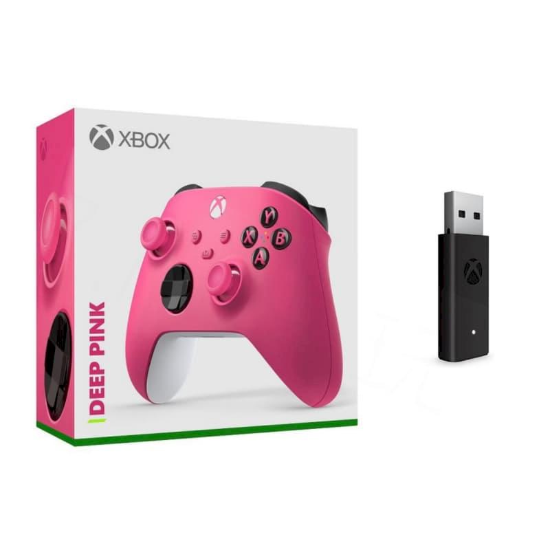 Microsoft 微軟 XBOX 手把 無線控制器+手把接收器(裸裝)組合-愛戀粉