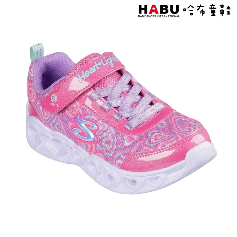 HABU 哈布童鞋 SKECHERS 女童系列 燈鞋 Heart Lights - Boogie Love 愛心 中童 粉 303257LHPMT