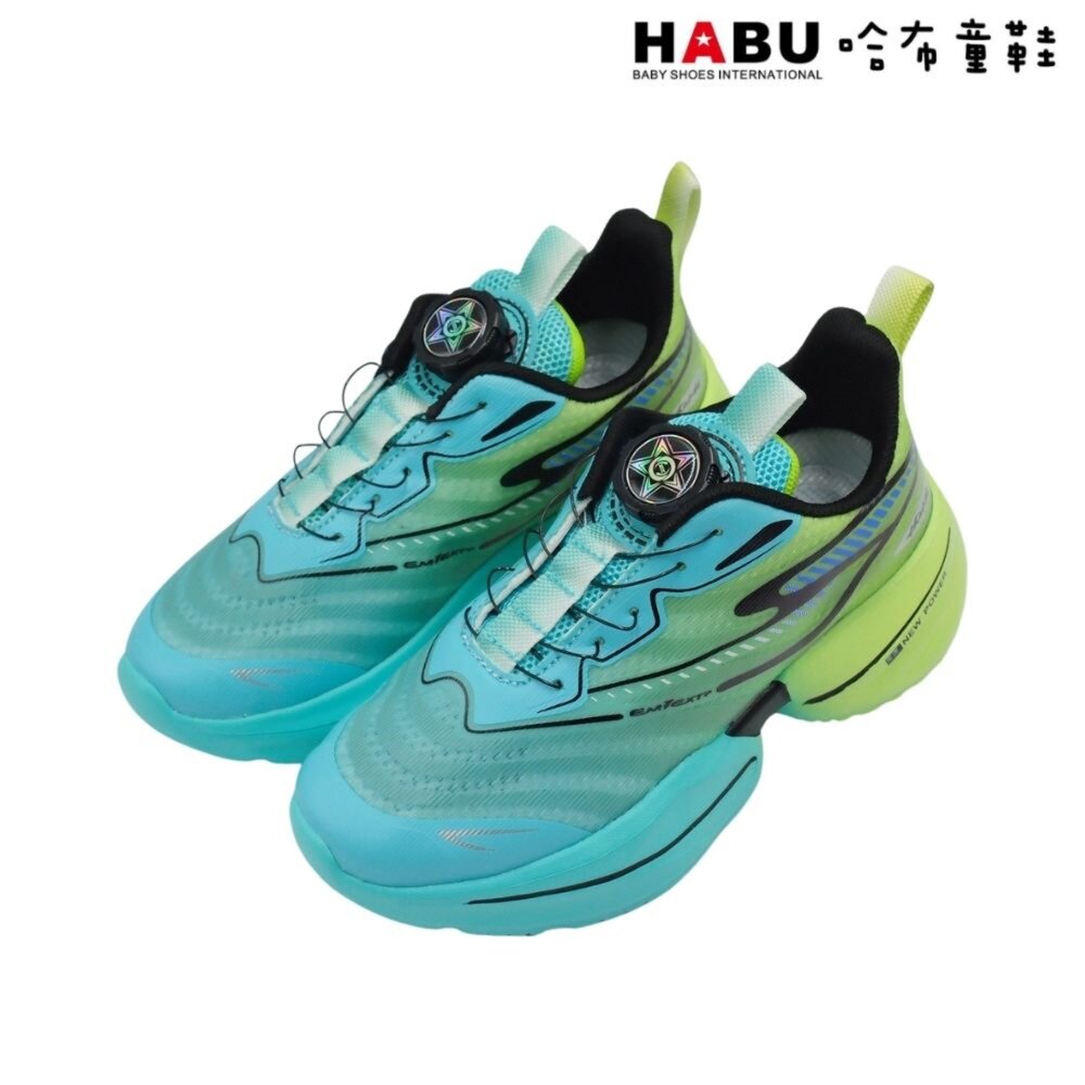 HABU 哈布童鞋 旋轉扣 運動鞋 減壓吸震 輕量 透氣 休閒鞋 中童 3265-GN