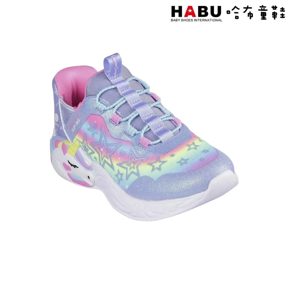 HABU 哈布童鞋 SKECHERS 女童系列 燈鞋 Unicorn Dreams-Starry Lite 彩虹小馬 中童 302296LLVMT