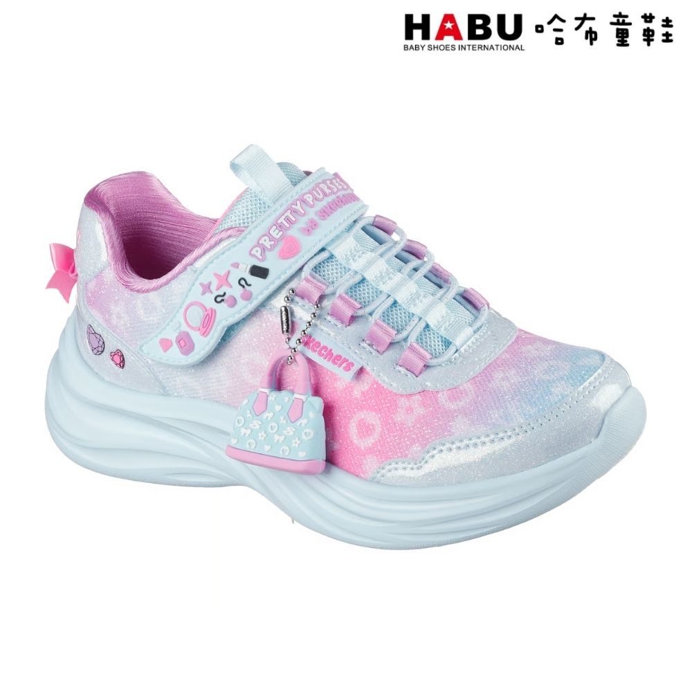 HABU 哈布童鞋 SKECHERS 女童系列 Power Jams 小包包掛飾 運動鞋 休閒鞋 中童 藍 302199LAQMT