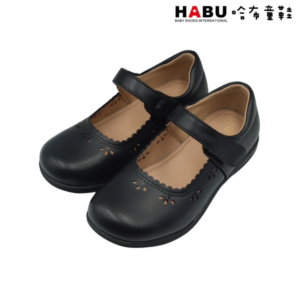 HABU 哈布童鞋 雕花 瑪莉珍鞋 學生皮鞋 霧面 娃娃鞋 公主鞋 包鞋 黑 5063-BK