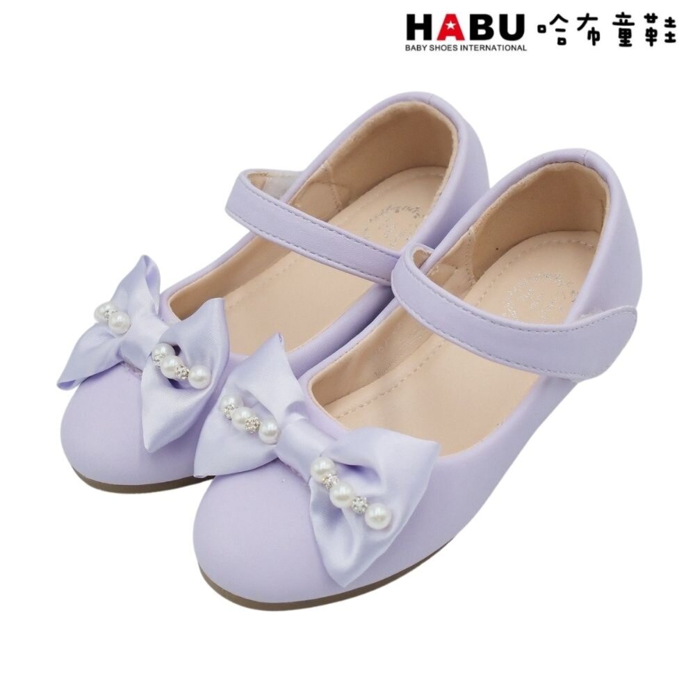 HABU 哈布童鞋 氣質珍珠 蝴蝶結 娃娃鞋 公主鞋 包鞋 典雅 紫 2287-PR