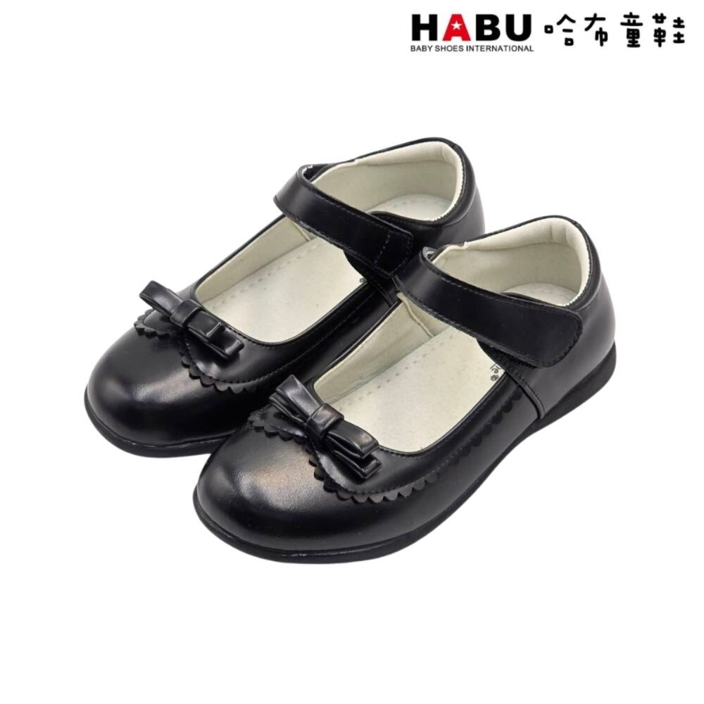 HABU 哈布童鞋 學生皮鞋 皮鞋 瑪莉珍鞋 花邊 雙層蝴蝶結 霧面 包鞋 英倫 學院風 氣質 優雅 5056-BK