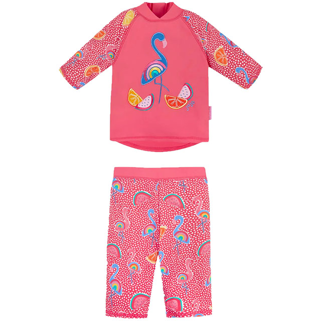 JoJo Maman BeBe 英國 嬰幼兒/兒童兩件式防曬泳裝_繽紛紅鶴_JJH3980