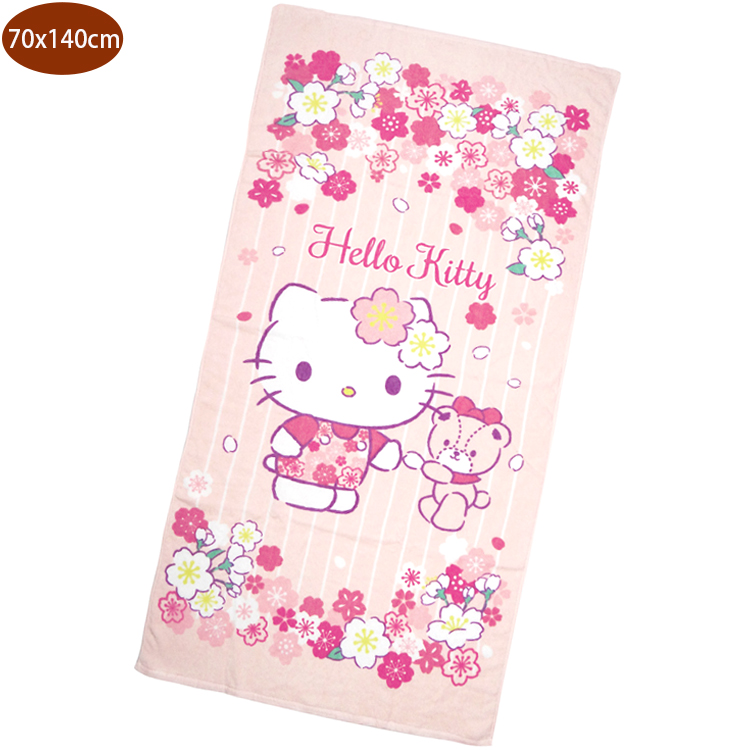 Hello Kitty 凱蒂貓浴巾沙灘巾卡通大浴巾浪漫櫻花款70x140cm 672998（其他規格）