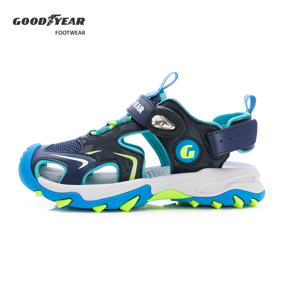Goodyear 固特異 磁扣護趾運動涼鞋/童 舒適 護趾 緩震 藍(迷彩一夏GAKS58916)