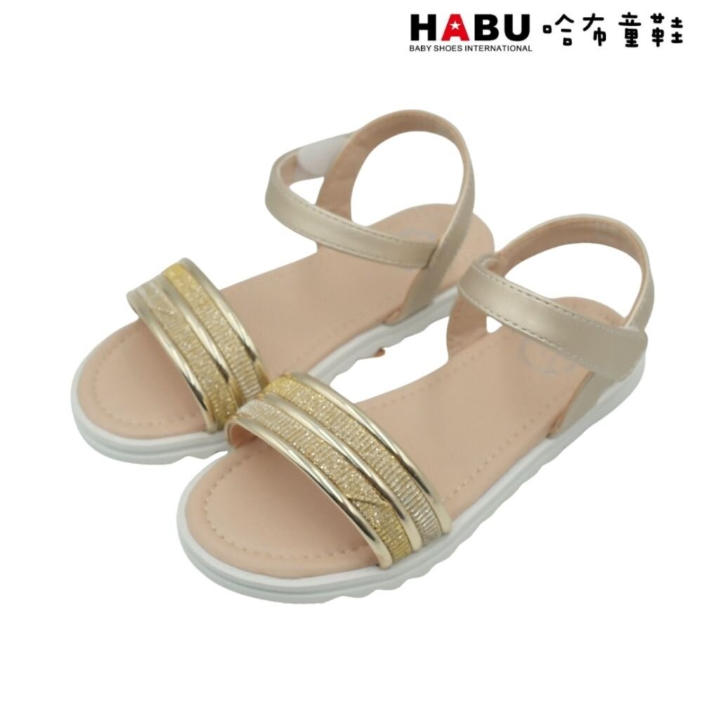 HABU 哈布童鞋 素雅 夏日涼鞋 金蔥閃閃 平底鞋 2270-GD