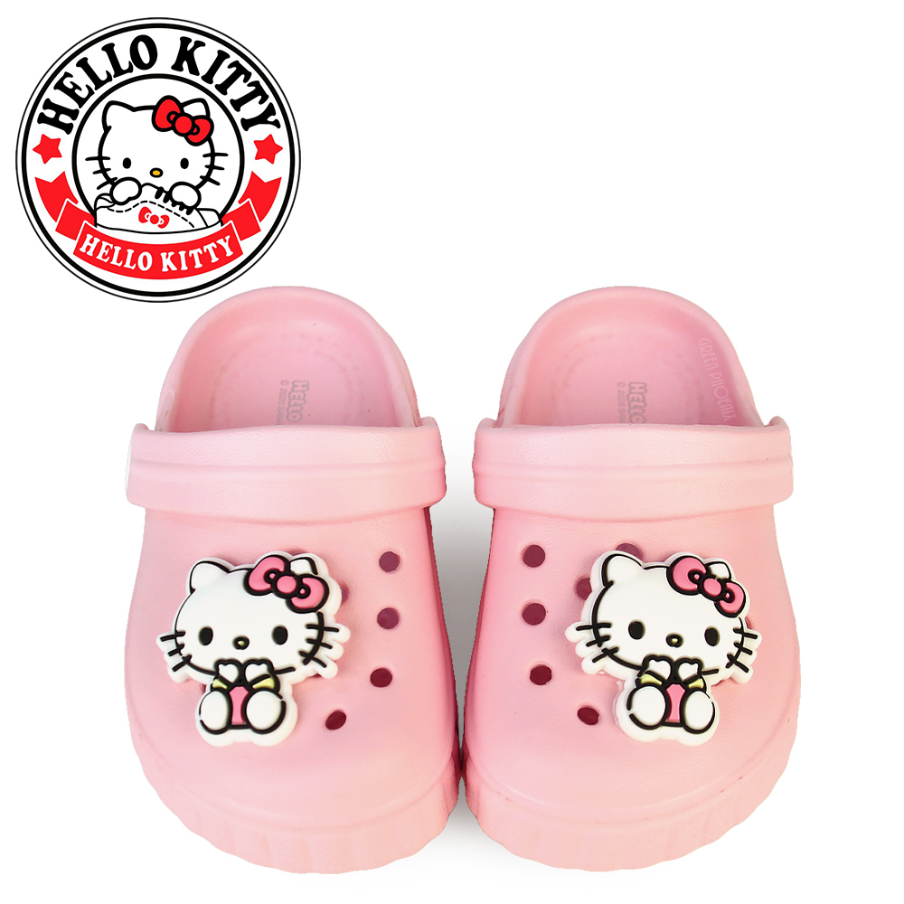 Hello Kitty HELLO KITTY 凱蒂貓 童鞋 洞洞鞋 雨鞋 布希鞋 涼拖鞋 防水 輕量 厚底 台灣製O-36929