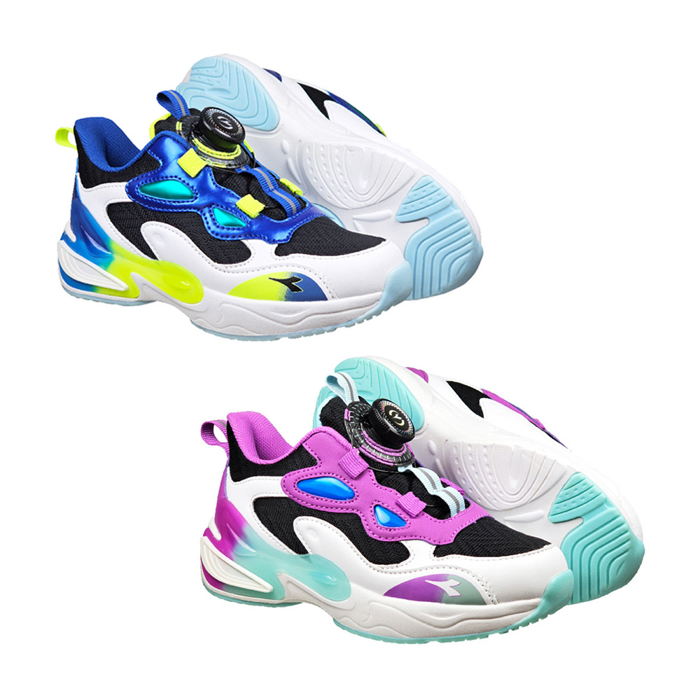 Diadora 迪亞多那 兒童款-珊瑚時尚兒童鞋13121黑白藍/13122黑白紫