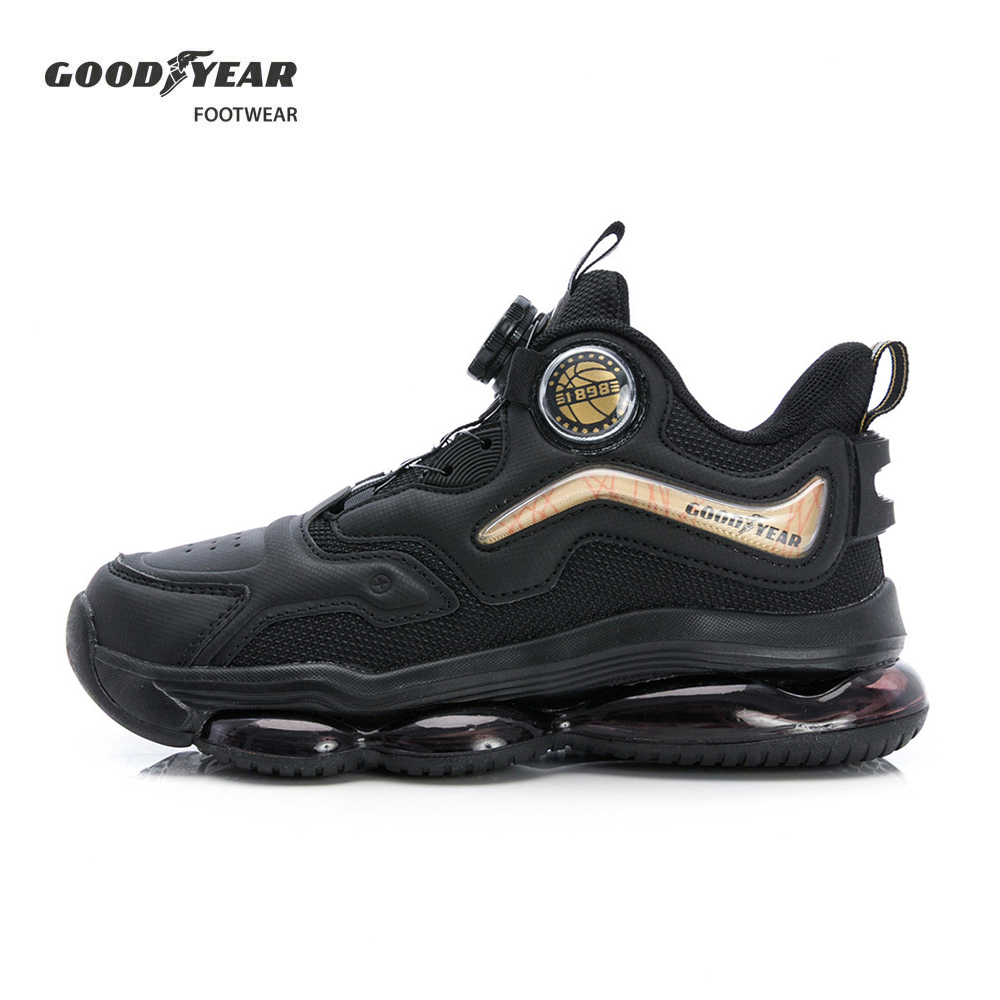 Goodyear 固特異 旋風戰士 童款旋轉扣全氣墊運動鞋 黑 / GAKR58700