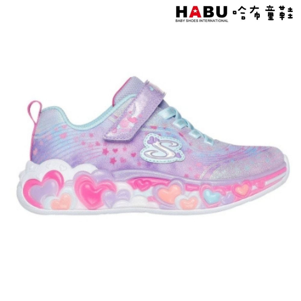 HABU 哈布童鞋 SKECHERS 女童系列 S-Lights-Eternal Heart 燈鞋 運動鞋 中童 永恆之心 粉紫 302696LLVMT
