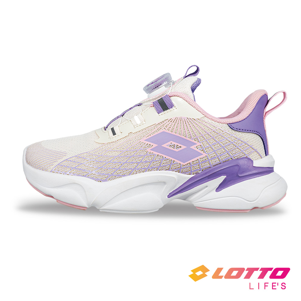 LOTTO 樂得 【LOTTO 義大利】童鞋 飛躍疾影 轉扣避震跑鞋(米/紫)