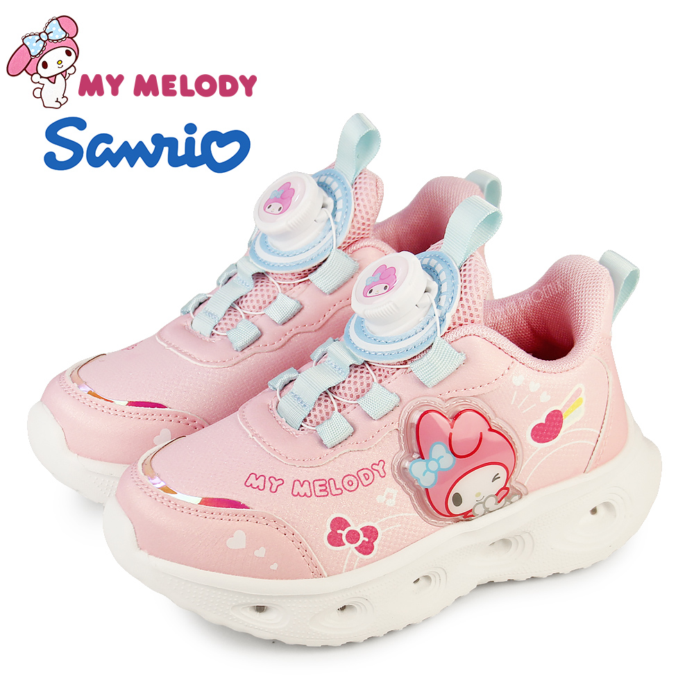 Hello Kitty MY MELODY 美樂蒂 童鞋 女童 發光鞋 閃燈鞋 電燈鞋 兒童鞋 旋鈕鞋帶 快速綁帶O-36527