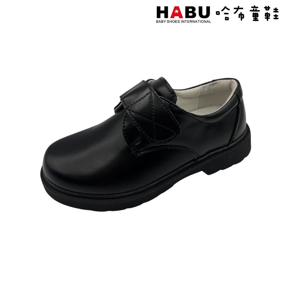 HABU 哈布童鞋 簡約沉穩 黏扣帶 學生皮鞋 Q63-BK