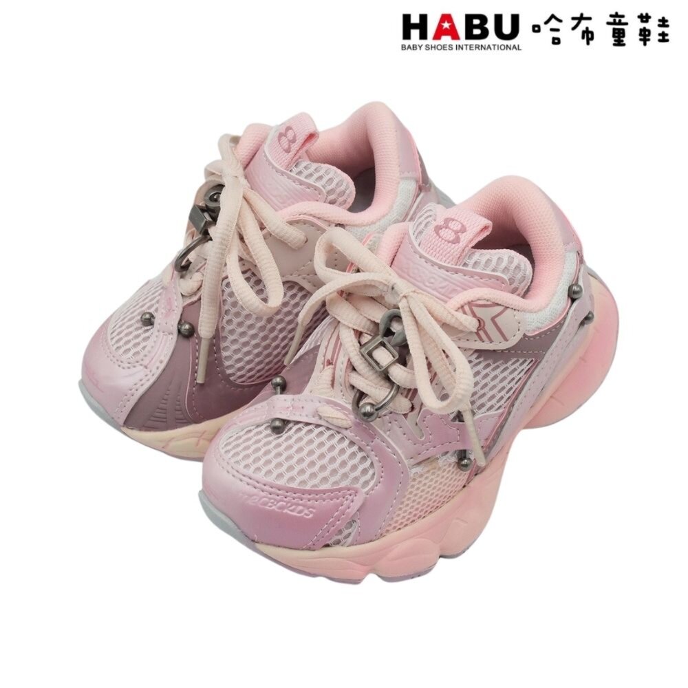 HABU 哈布童鞋 復古厚底 解構鞋 拼接邊條 帥氣銀飾 老爹鞋 透氣休閒鞋  3261-PI