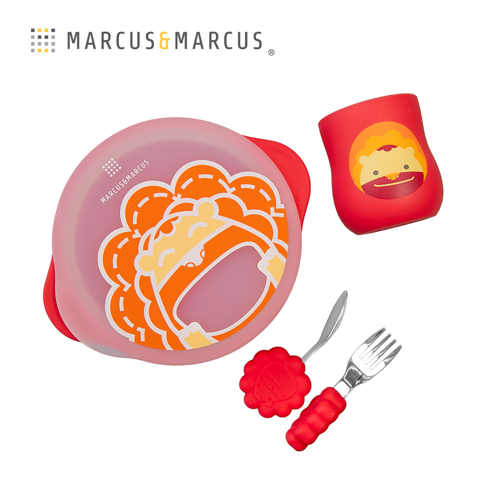 MARCUS & MARCUS 動物樂園用餐訓練學習禮盒組-紅獅子