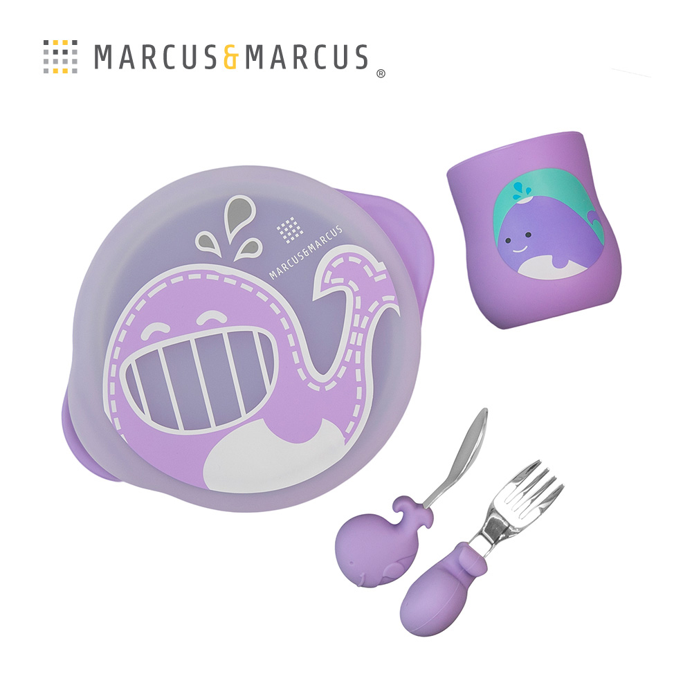 MARCUS & MARCUS 動物樂園用餐訓練學習禮盒組-紫鯨魚