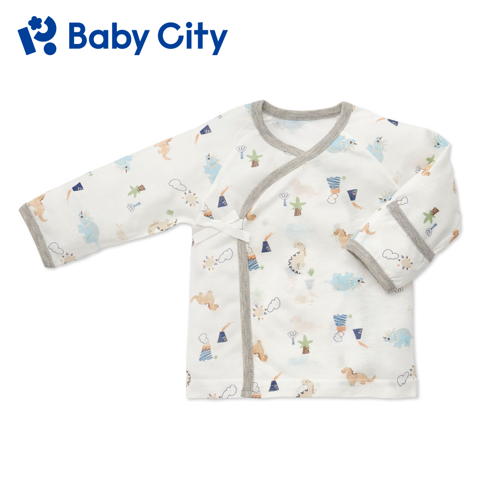BabyCity 娃娃城 天絲長袖肚衣/恐龍大冒險|萊賽爾 新生兒 反手袖 包手 綁帶衣 薄款 寶寶衣 內著