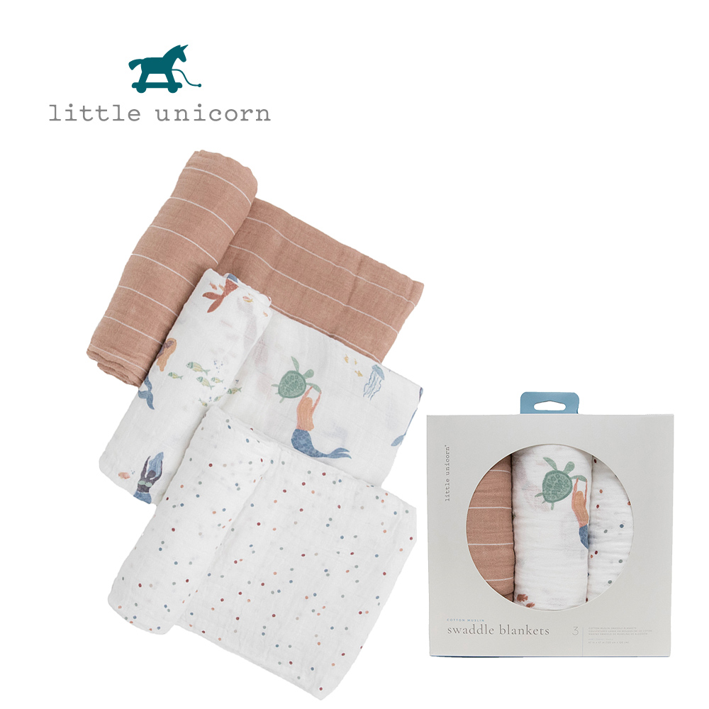 Little Unicorn 美國 純棉紗布巾三入組 美人魚