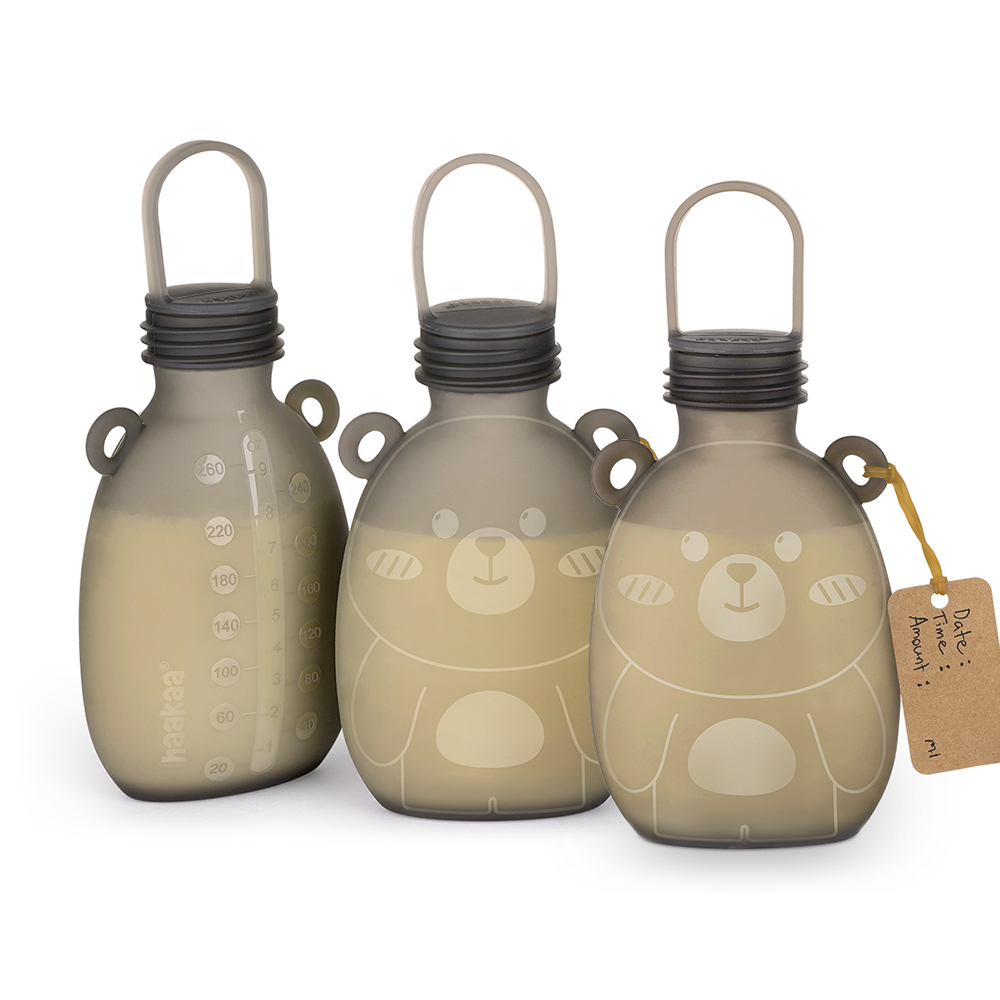 Haakaa 矽膠小熊儲乳袋 260ml-3入(可重複使用母乳儲存袋)