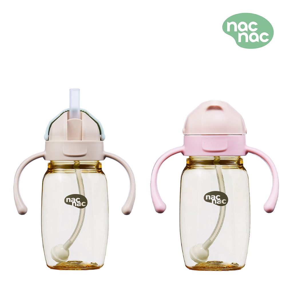 Nac Nac 妍心PPSU滑蓋學習水杯270ml(奶茶杏 /花瓣粉)