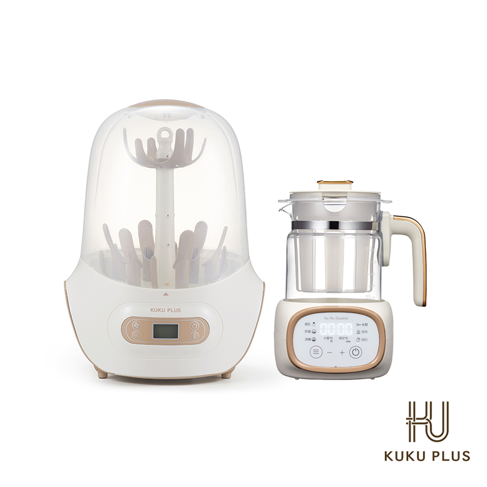 KUKU PLUS智慧型蒸氣烘乾消毒鍋+智能溫控調乳器