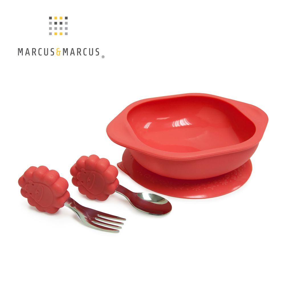 MARCUS & MARCUS 動物樂園寶寶握握學習禮盒組-獅子(紅)