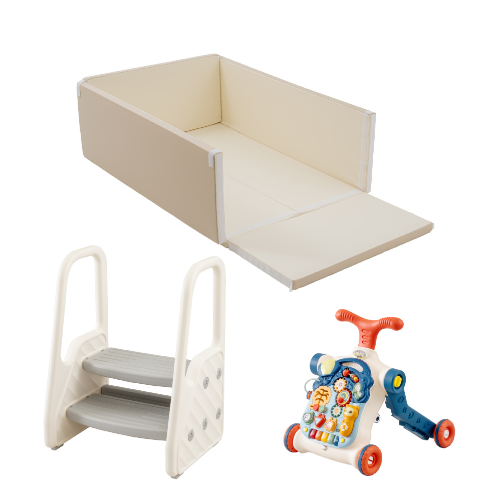 巧福 兒童折疊地墊城堡+學步車+兒童扶梯 CF-1015M (兒童地墊/圍欄/學步車/安全防撞/遊戲地墊/兒童腳蹬)