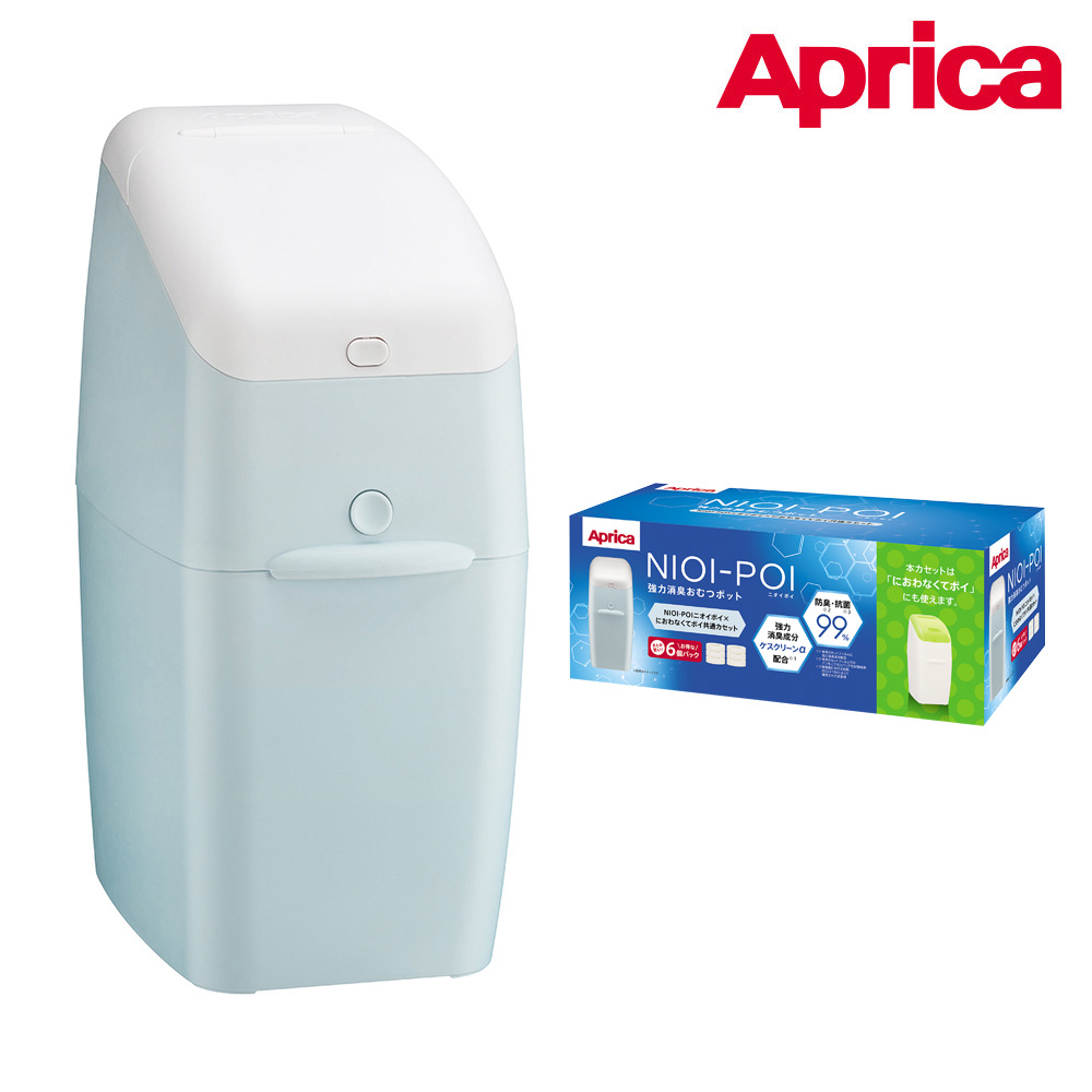 Aprica 愛普力卡 NIOI-POI強力除臭抗菌尿布處理器+專用替換膠捲6入一組超值優惠組 (彌月禮首選)