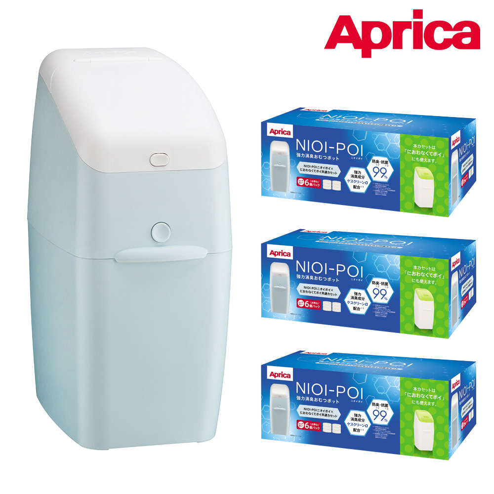 Aprica 愛普力卡 NIOI-POI強力除臭抗菌尿布處理器+專用替換膠捲6入三組超值優惠組 (彌月禮首選)